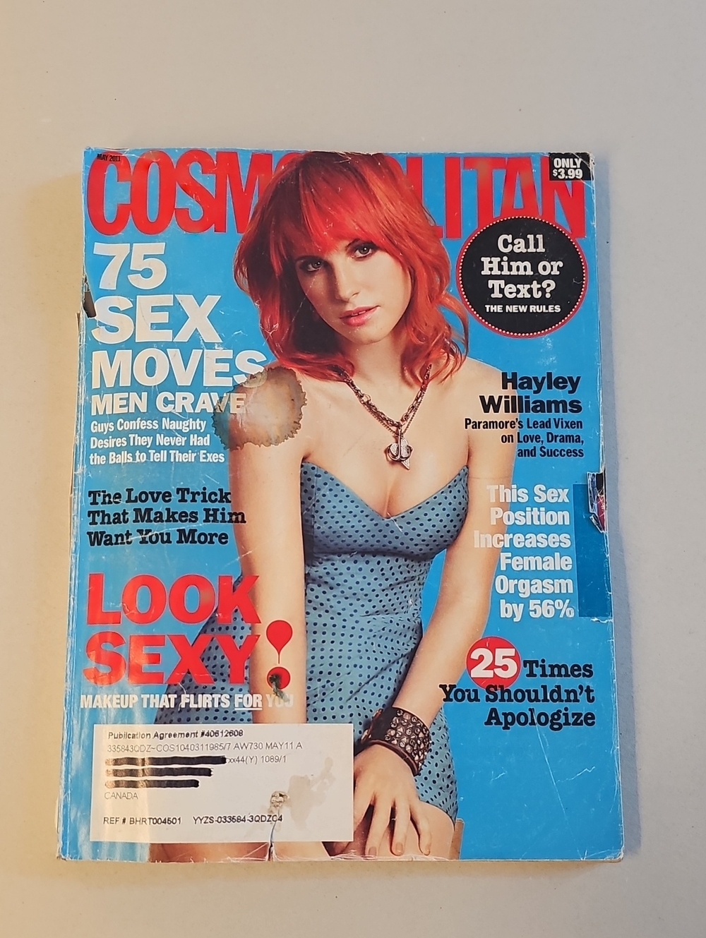 Cosmopolitan - Blue Cover with Red-Haired Model